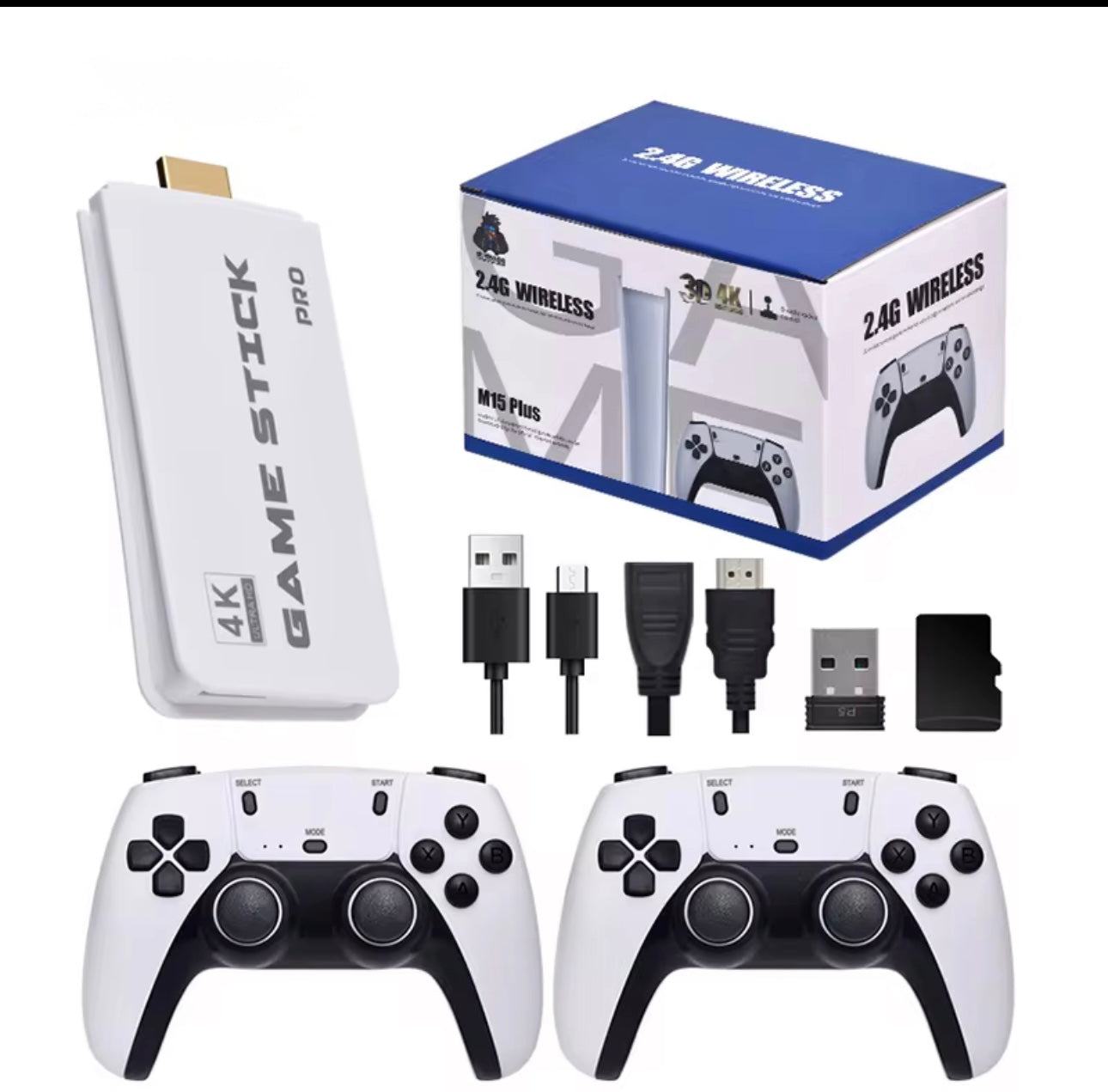 M15 Retro Game Stick 4K Gaming Console – 20,000+ Classic Games, 64GB Storage, Wireless Joystick | PS1, NES, SNES, SEGA, & More